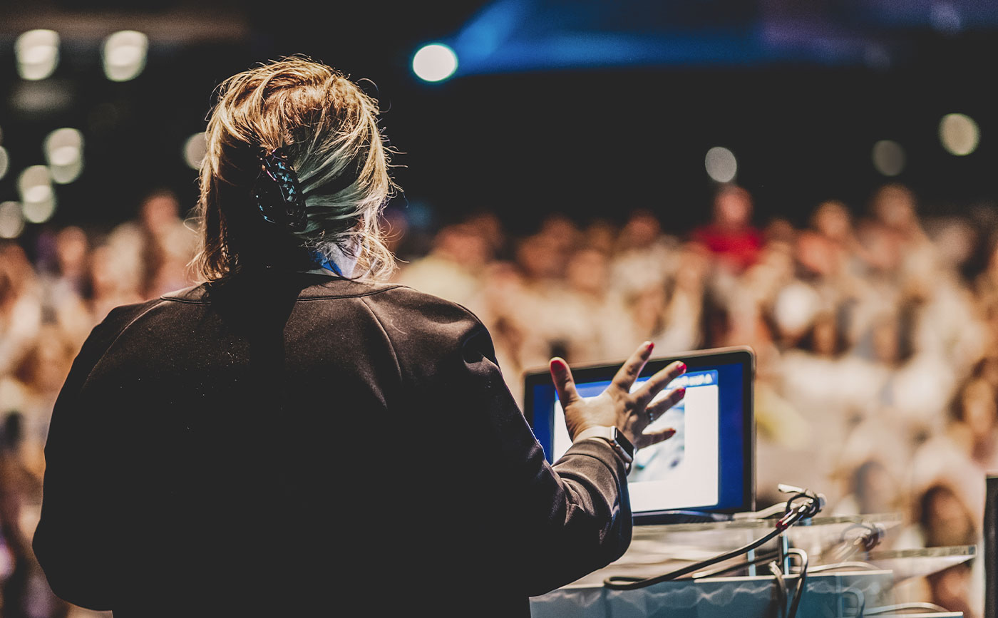 Lady talking to audience